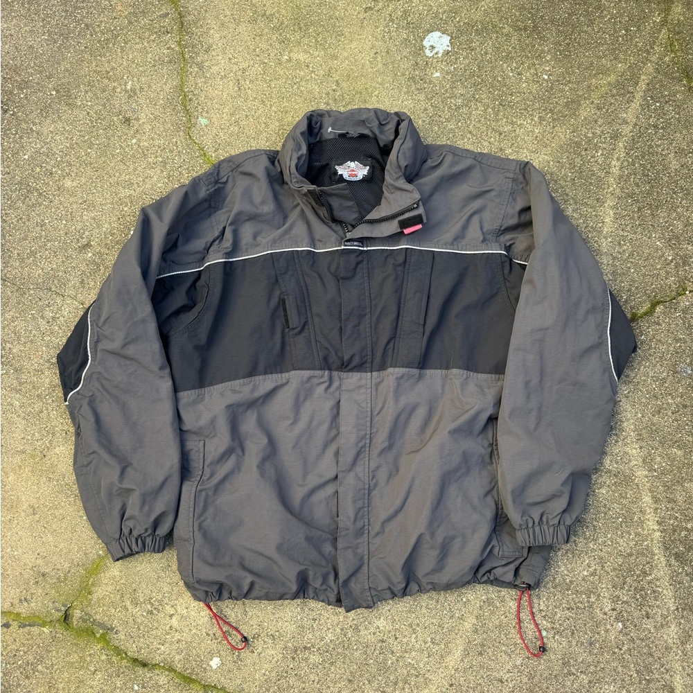 Harley-Davidson Gray Black Riding Jacket XL 2006 Windbreaker